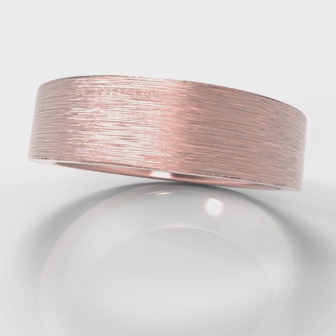 6mm Flat Top Comfort Fit Brushed Wedding Ring - Rose Gold