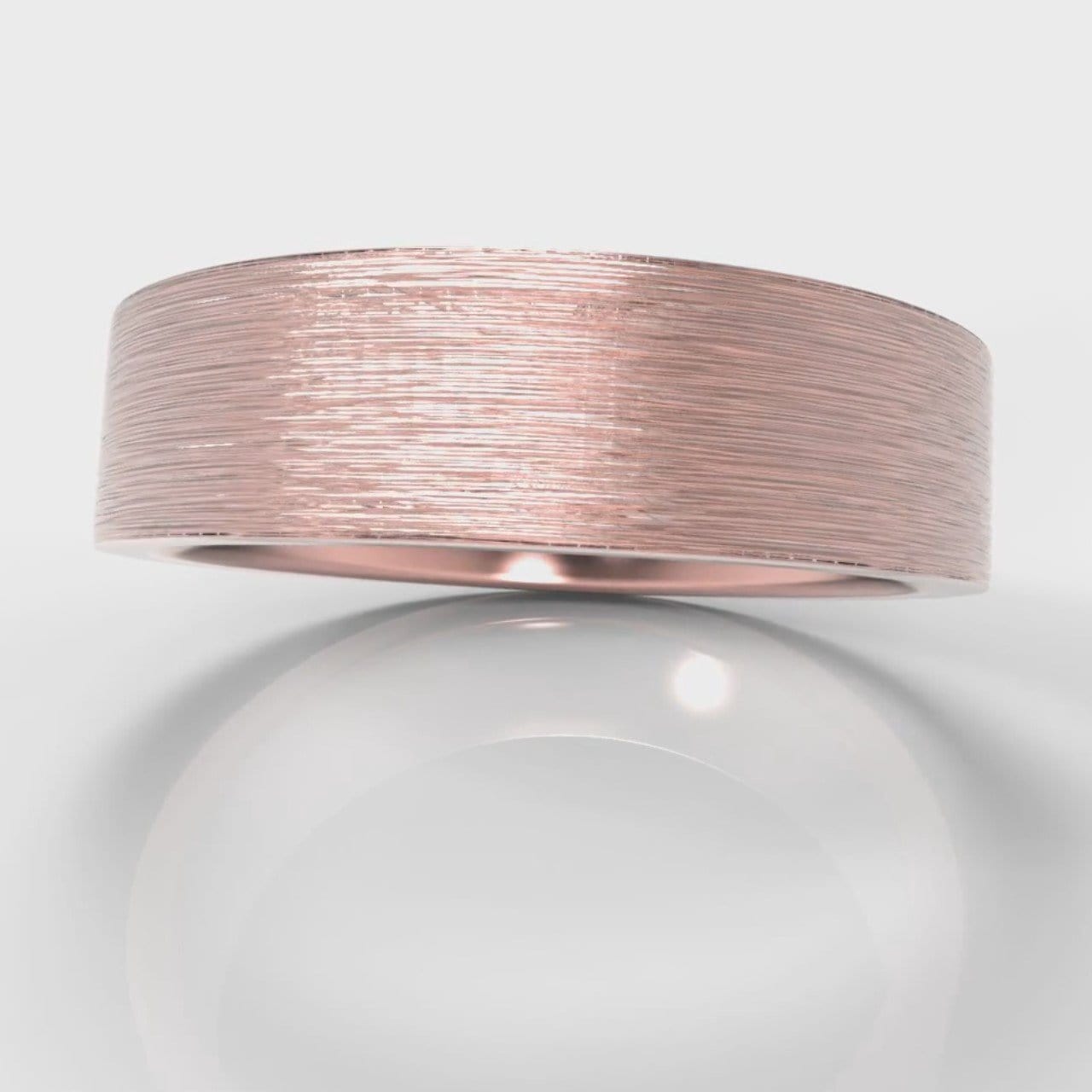 6mm Flat Top Comfort Fit Brushed Wedding Ring - Rose Gold