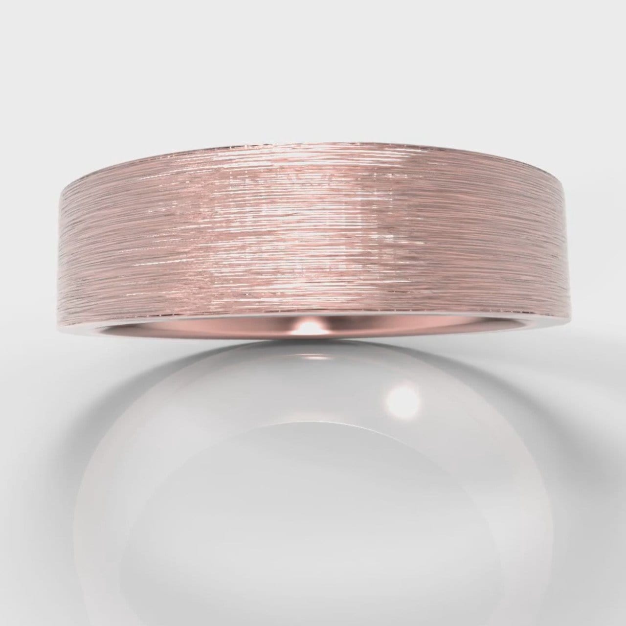 6mm Flat Top Comfort Fit Brushed Wedding Ring - Rose Gold