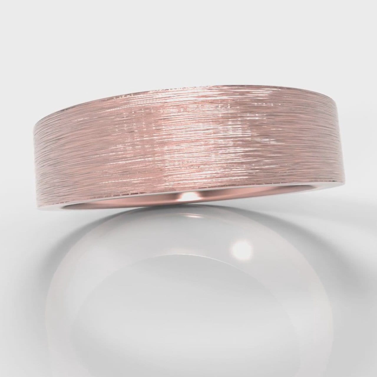 6mm Flat Top Comfort Fit Brushed Wedding Ring - Rose Gold