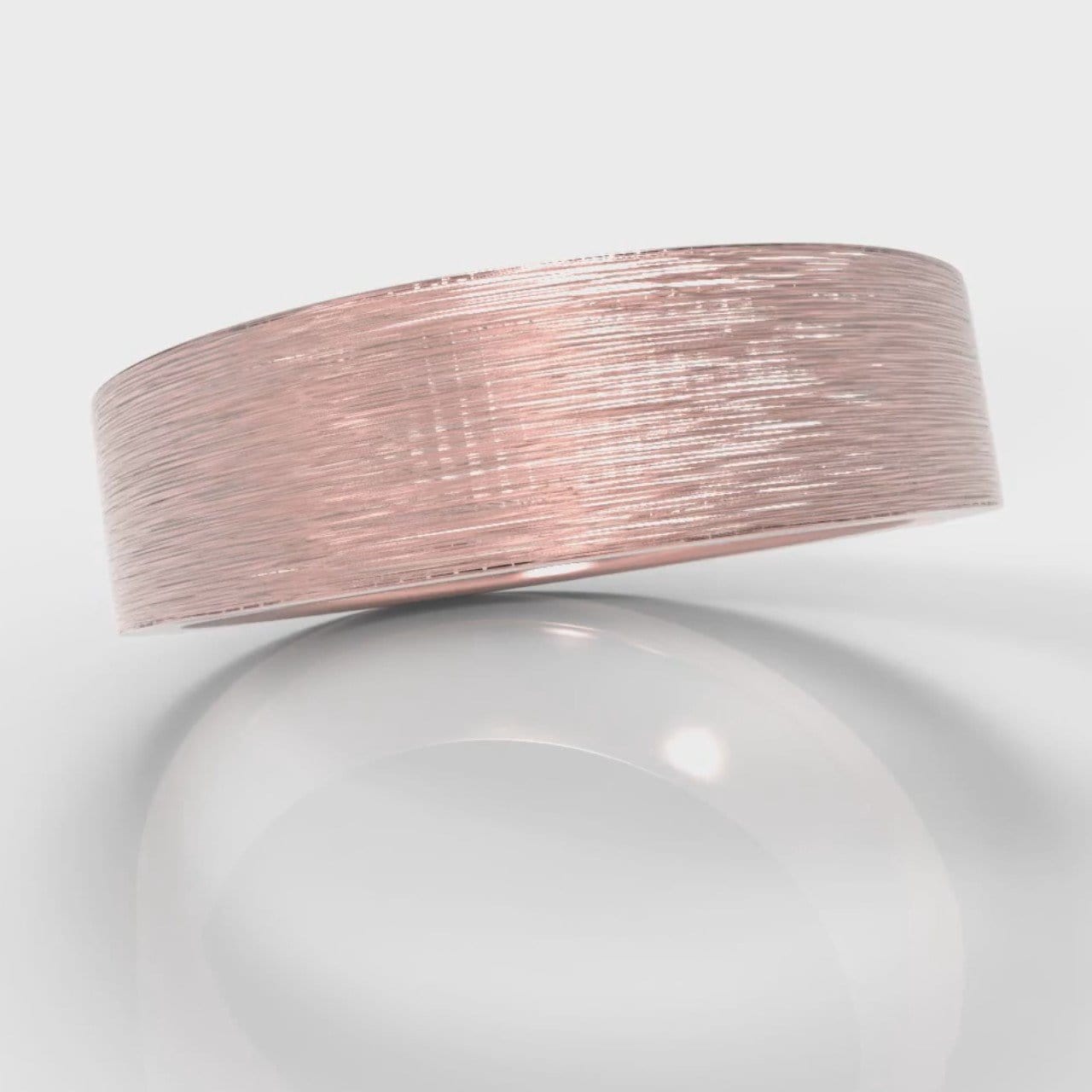 6mm Flat Top Comfort Fit Brushed Wedding Ring - Rose Gold