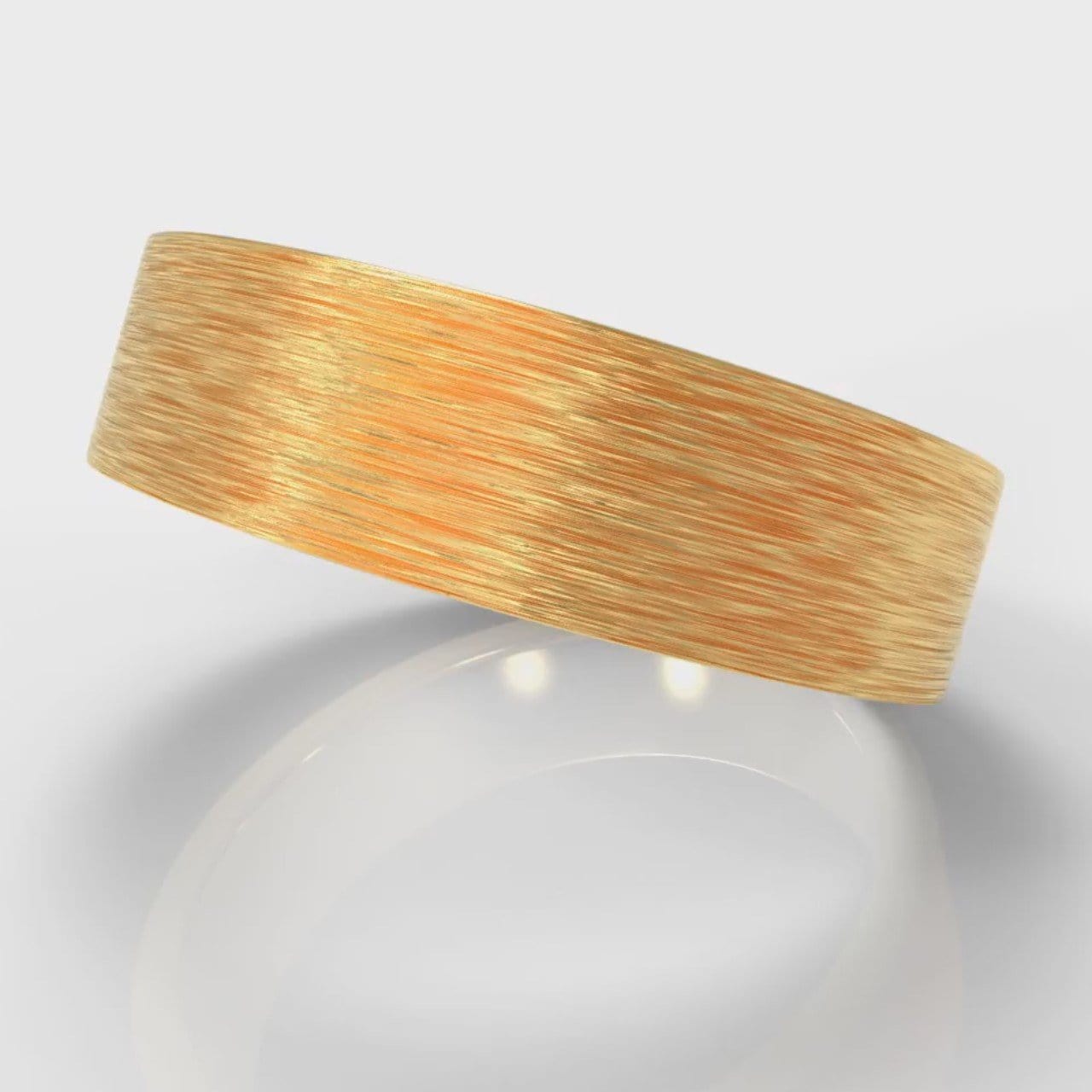 6mm Flat Top Comfort Fit Brushed Wedding Ring - Yellow Gold