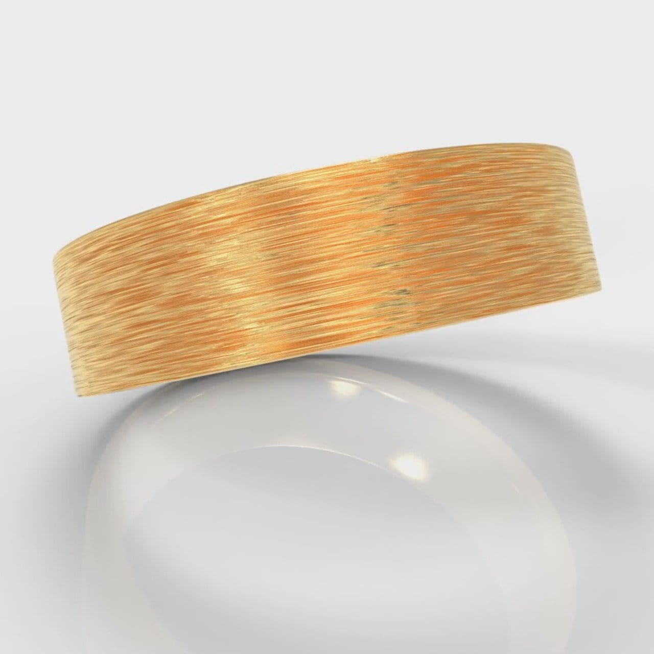 6mm Flat Top Comfort Fit Brushed Wedding Ring - Yellow Gold