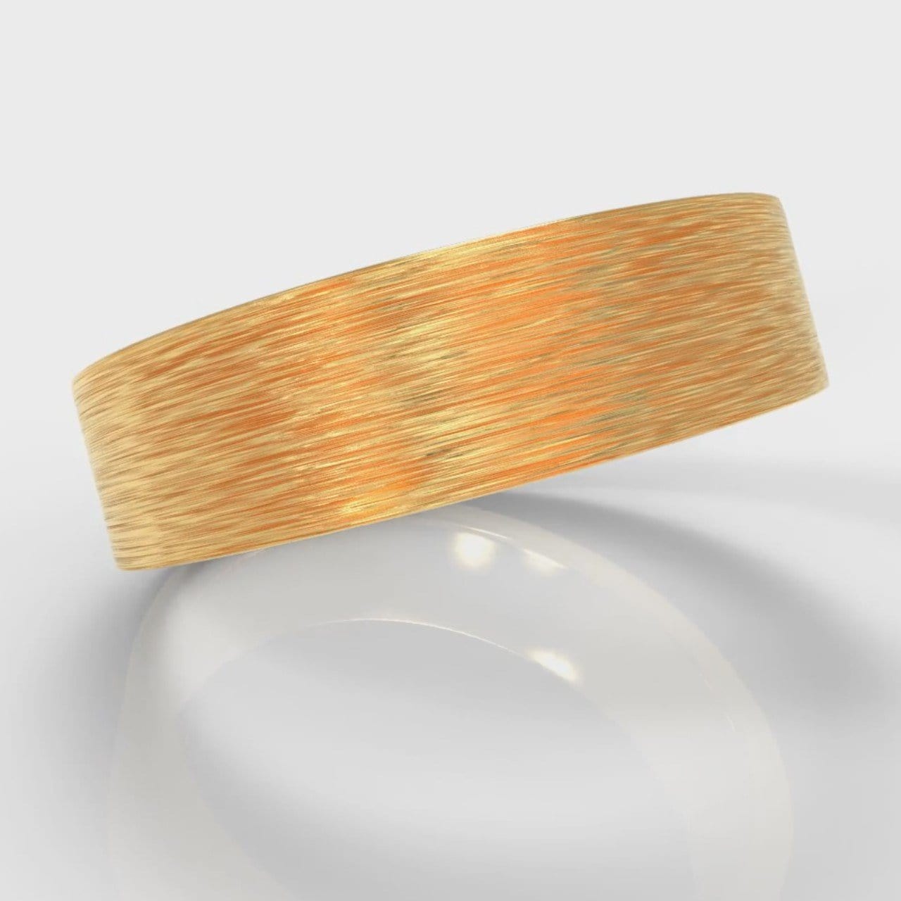 6mm Flat Top Comfort Fit Brushed Wedding Ring - Yellow Gold