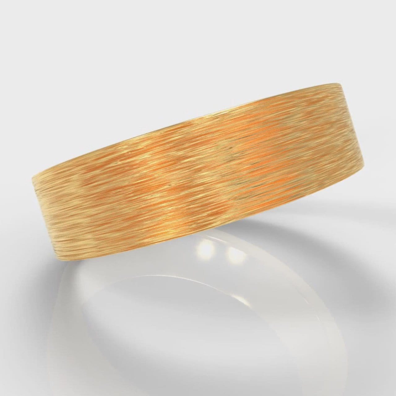 6mm Flat Top Comfort Fit Brushed Wedding Ring - Yellow Gold