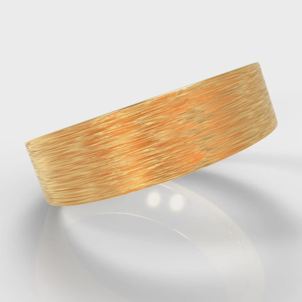 6mm Flat Top Comfort Fit Brushed Wedding Ring - Yellow Gold