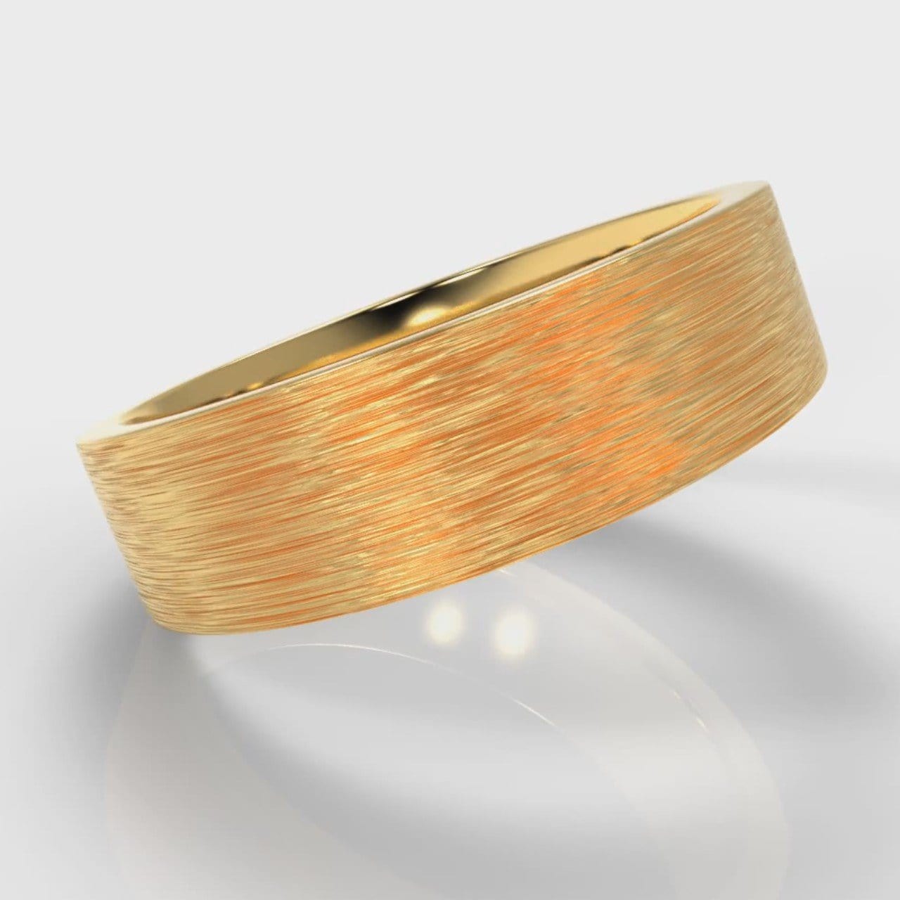 6mm Flat Top Comfort Fit Brushed Wedding Ring - Yellow Gold