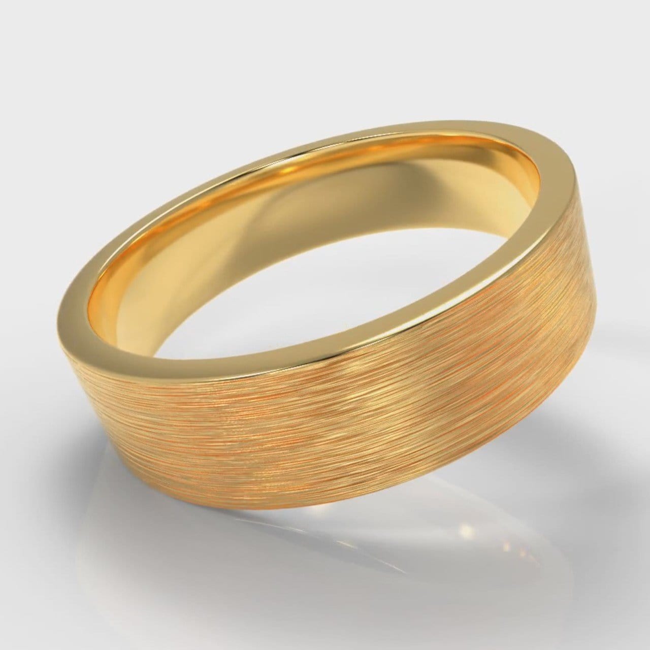 6mm Flat Top Comfort Fit Brushed Wedding Ring - Yellow Gold