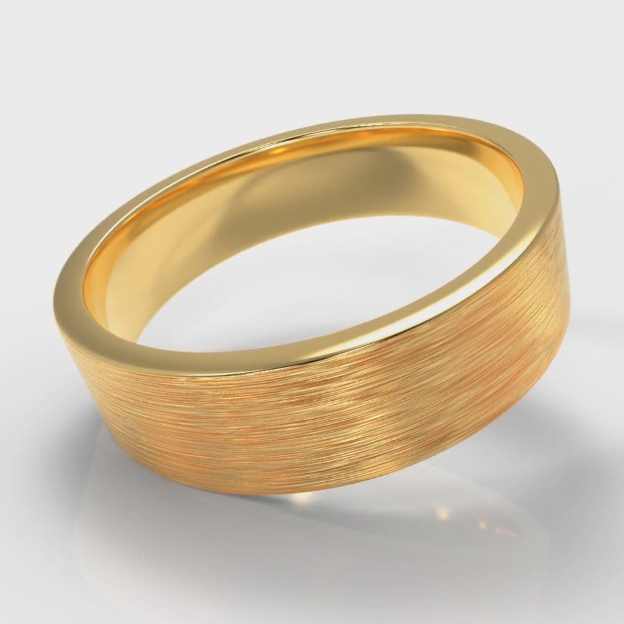 6mm Flat Top Comfort Fit Brushed Wedding Ring - Yellow Gold
