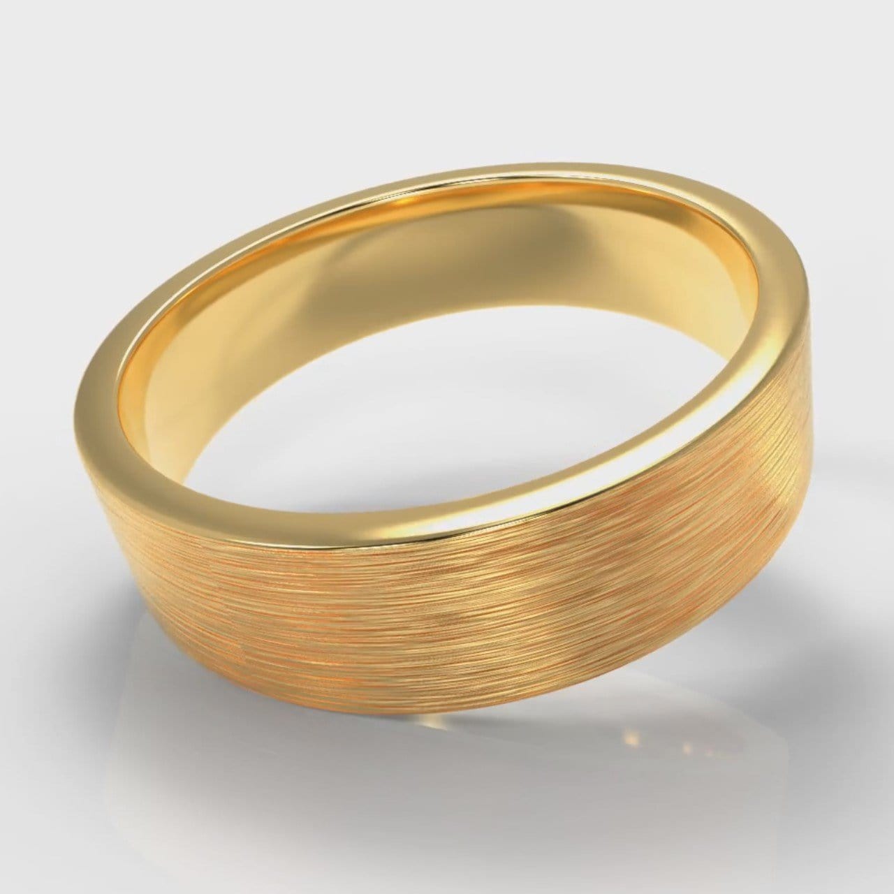 6mm Flat Top Comfort Fit Brushed Wedding Ring - Yellow Gold