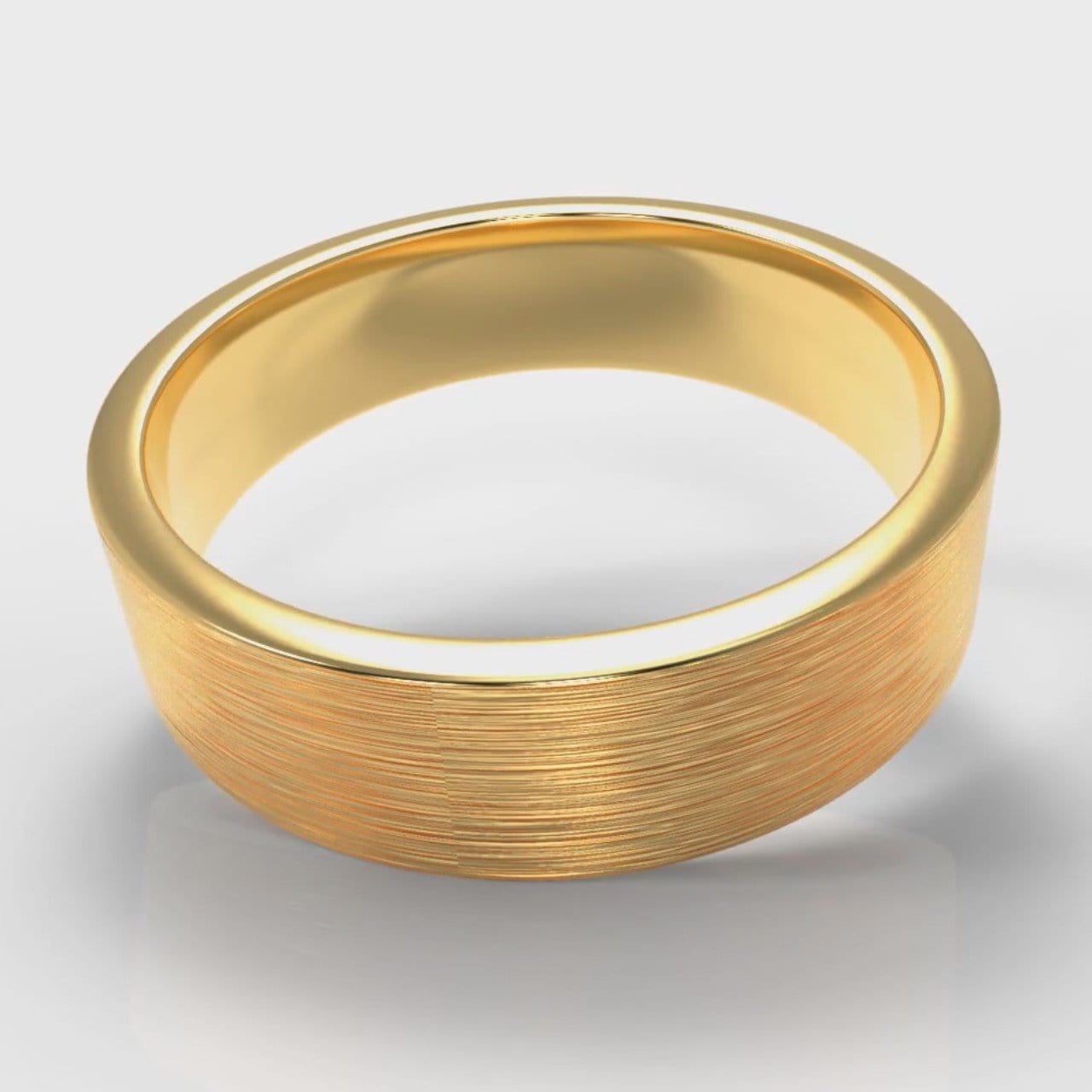 6mm Flat Top Comfort Fit Brushed Wedding Ring - Yellow Gold