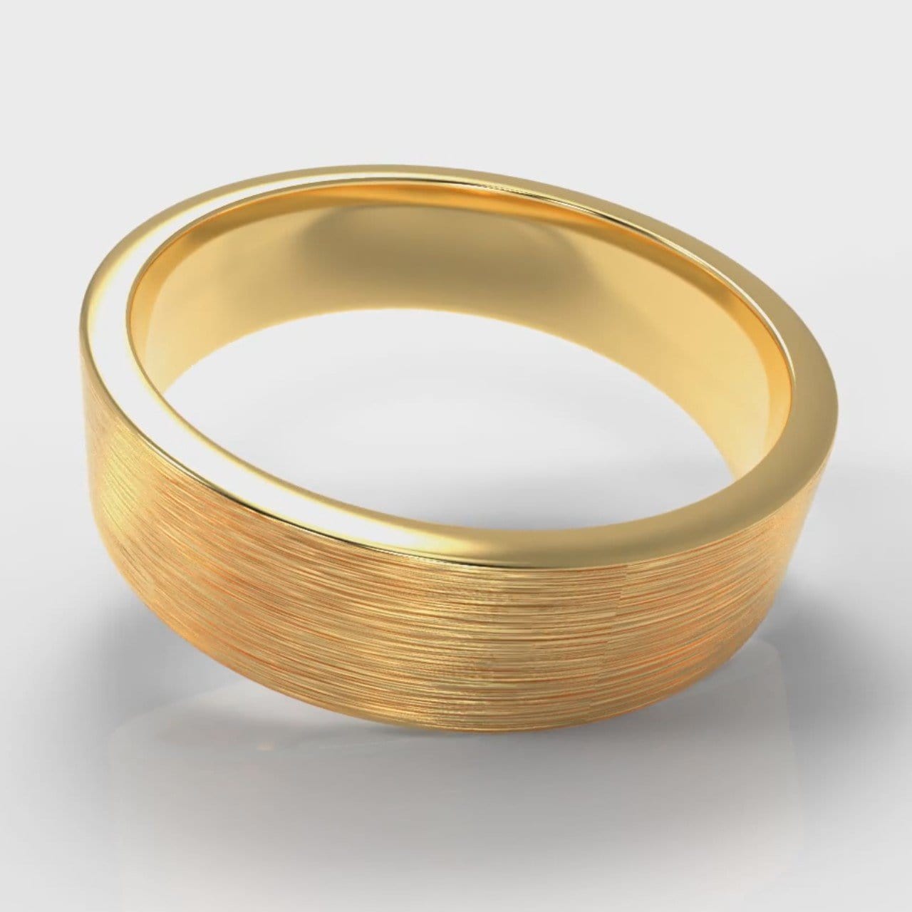 6mm Flat Top Comfort Fit Brushed Wedding Ring - Yellow Gold