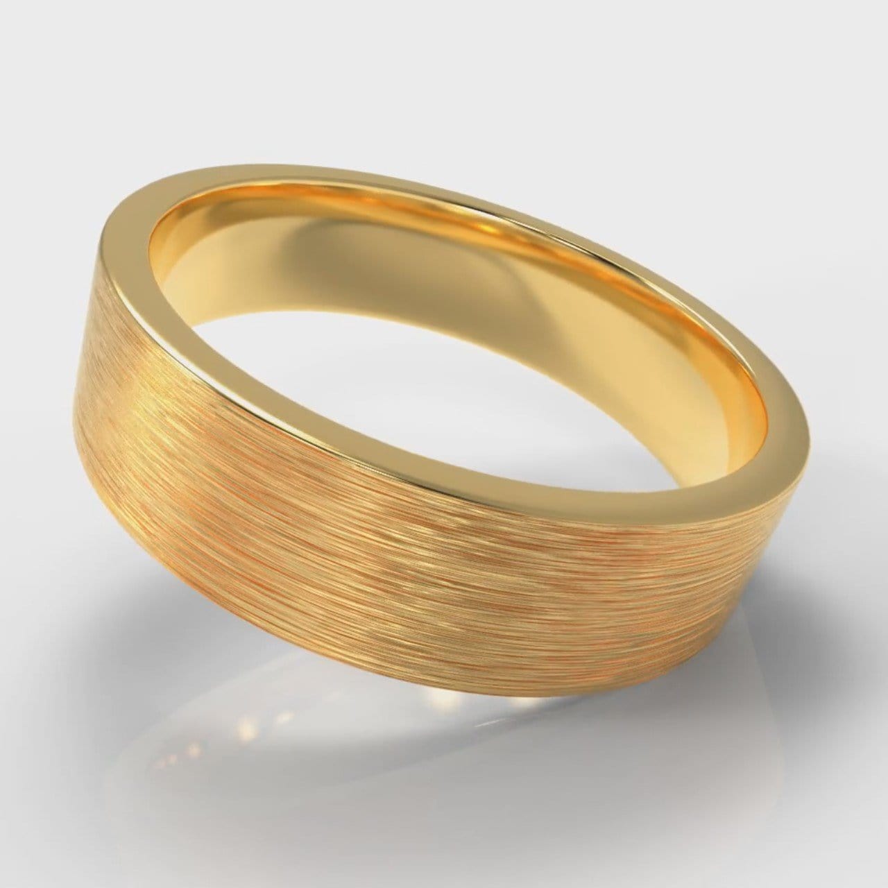 6mm Flat Top Comfort Fit Brushed Wedding Ring - Yellow Gold
