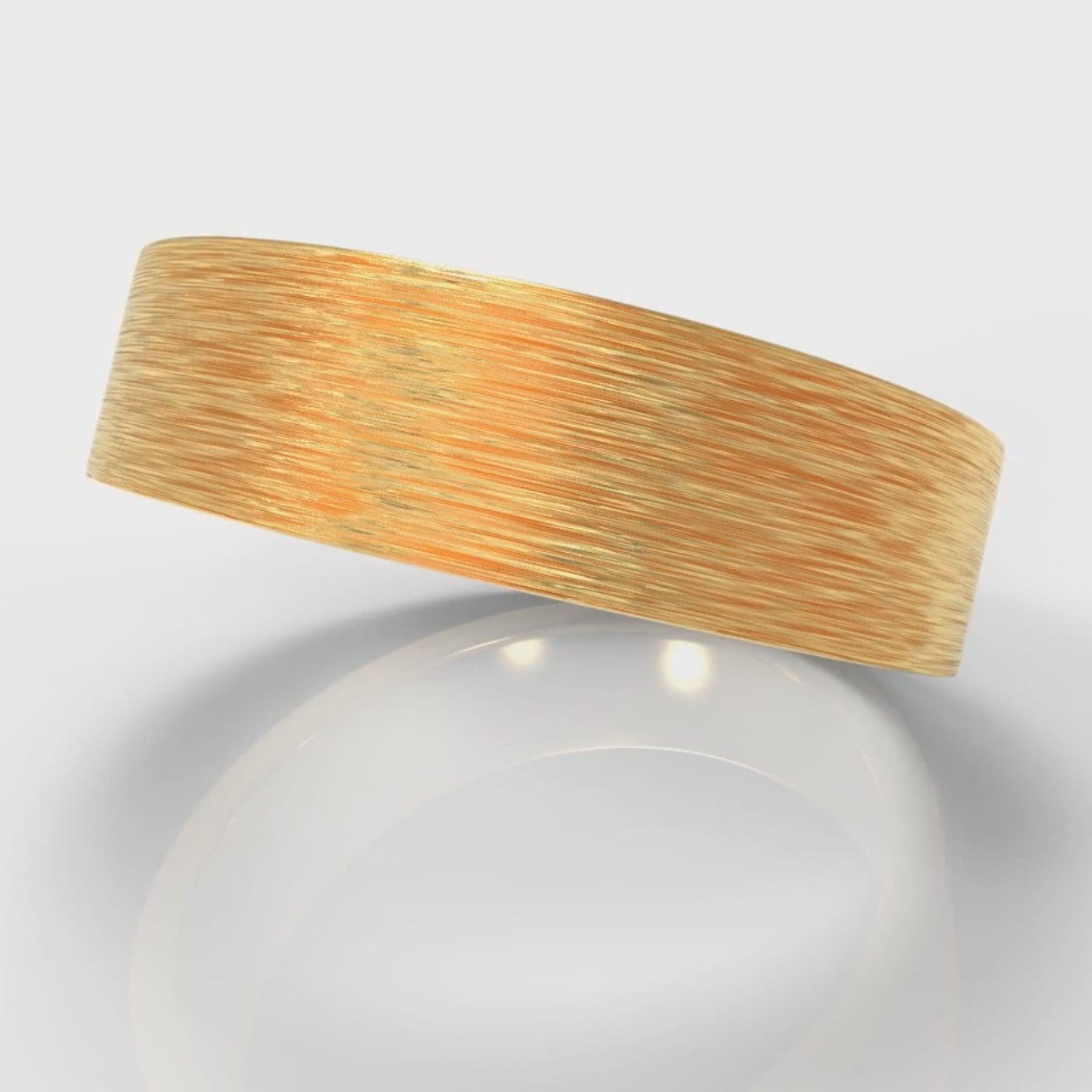 6mm Flat Top Comfort Fit Brushed Wedding Ring - Yellow Gold