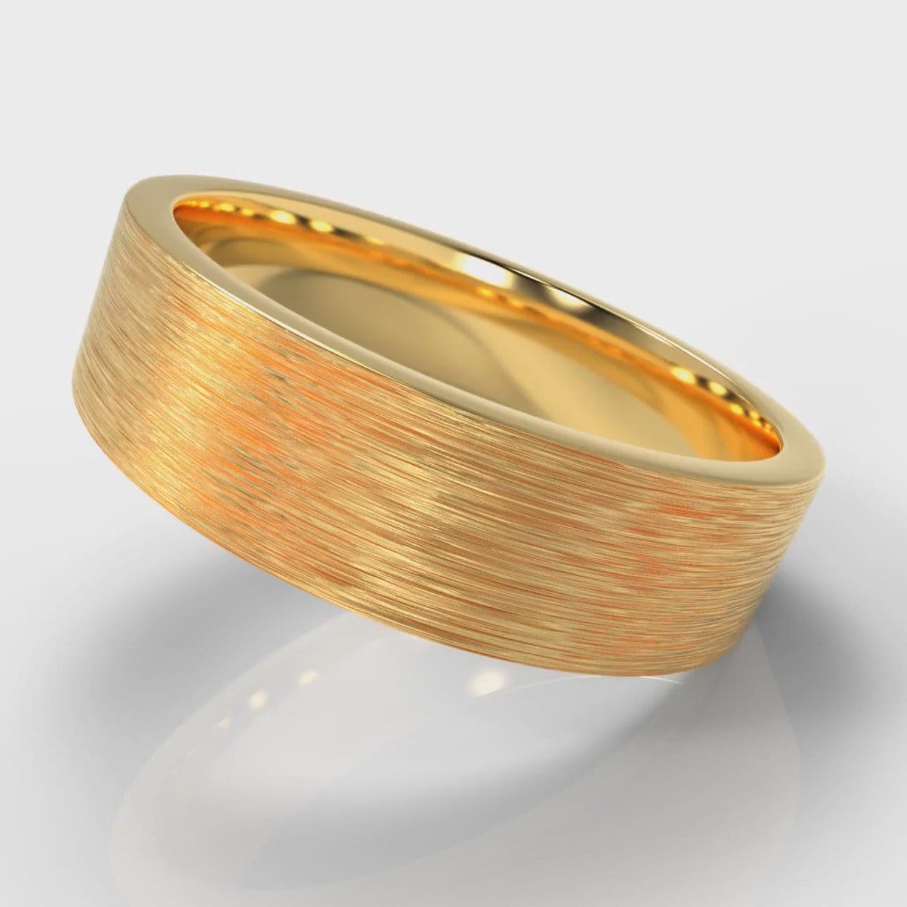 6mm Flat Top Comfort Fit Brushed Wedding Ring - Yellow Gold