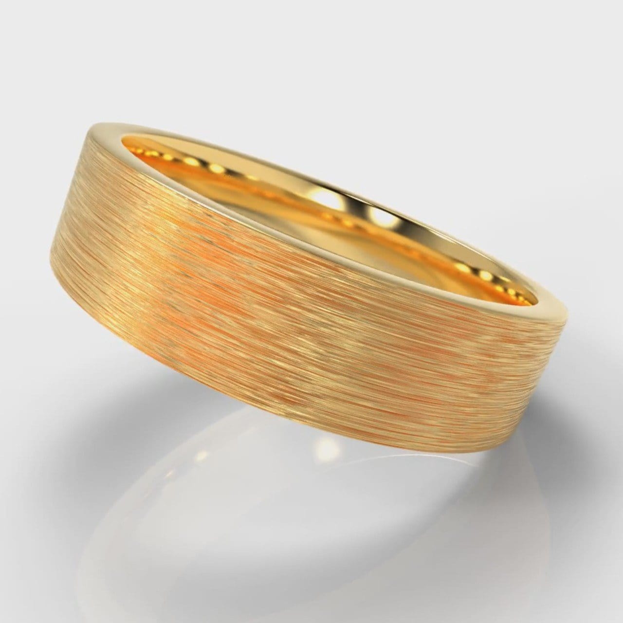 6mm Flat Top Comfort Fit Brushed Wedding Ring - Yellow Gold