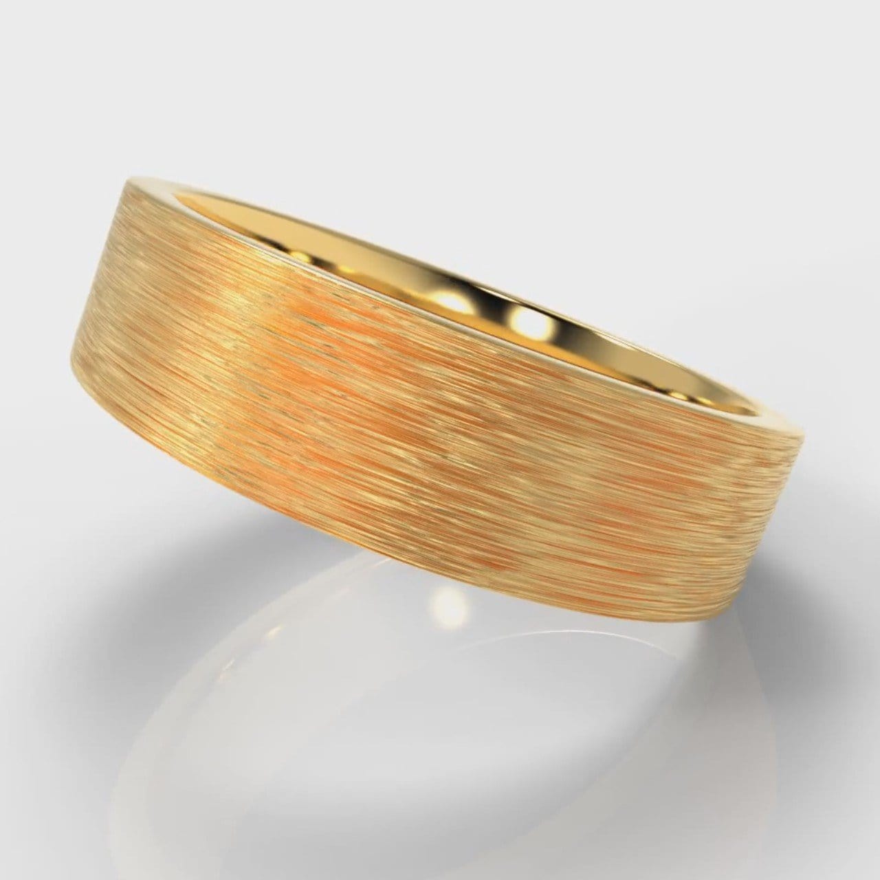 6mm Flat Top Comfort Fit Brushed Wedding Ring - Yellow Gold