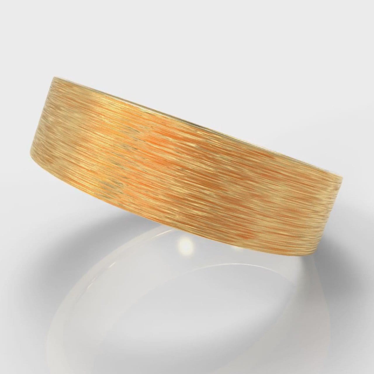 6mm Flat Top Comfort Fit Brushed Wedding Ring - Yellow Gold
