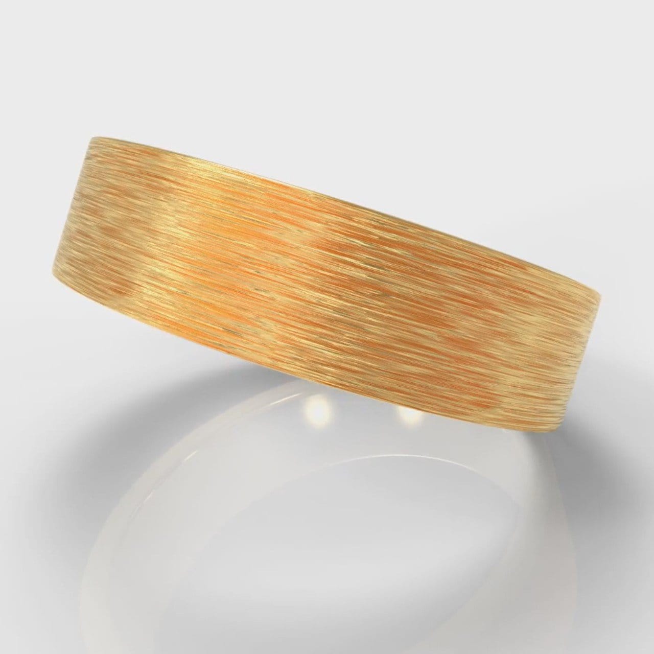 6mm Flat Top Comfort Fit Brushed Wedding Ring - Yellow Gold