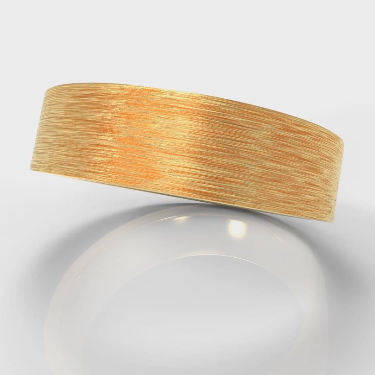 6mm Flat Top Comfort Fit Brushed Wedding Ring - Yellow Gold