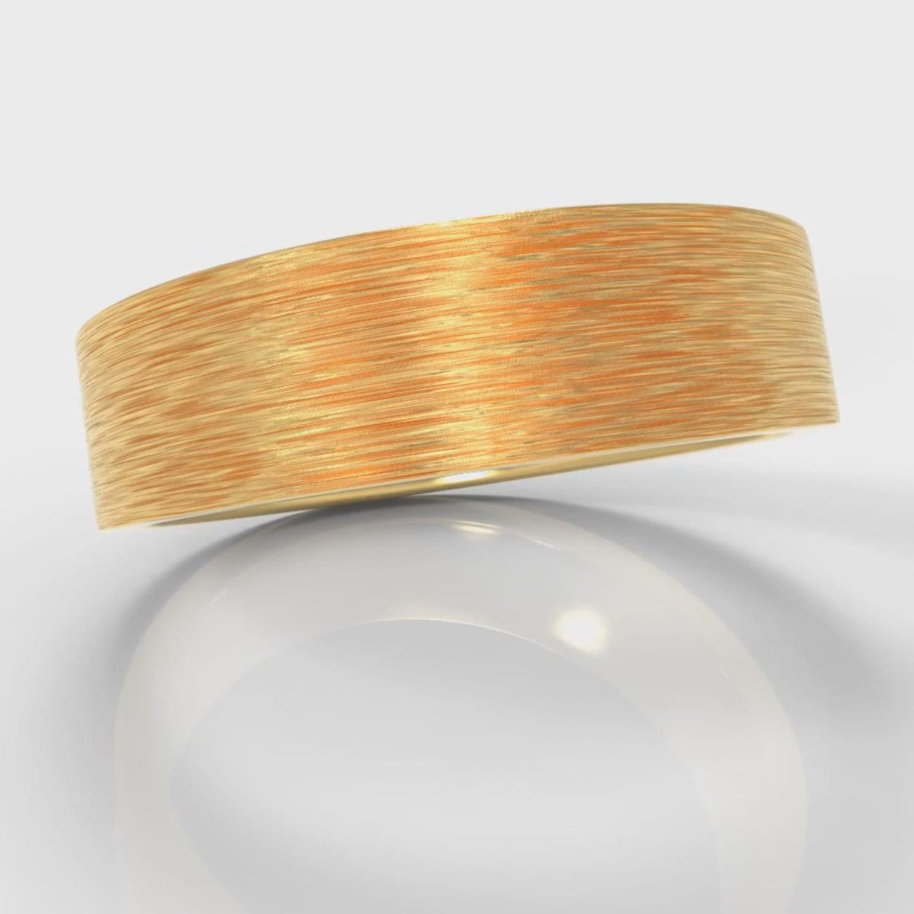 6mm Flat Top Comfort Fit Brushed Wedding Ring - Yellow Gold