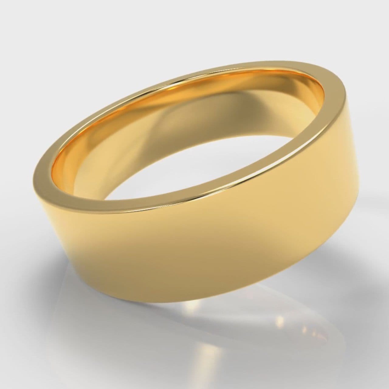 7mm Flat Top Comfort Fit Wedding Ring - Yellow Gold