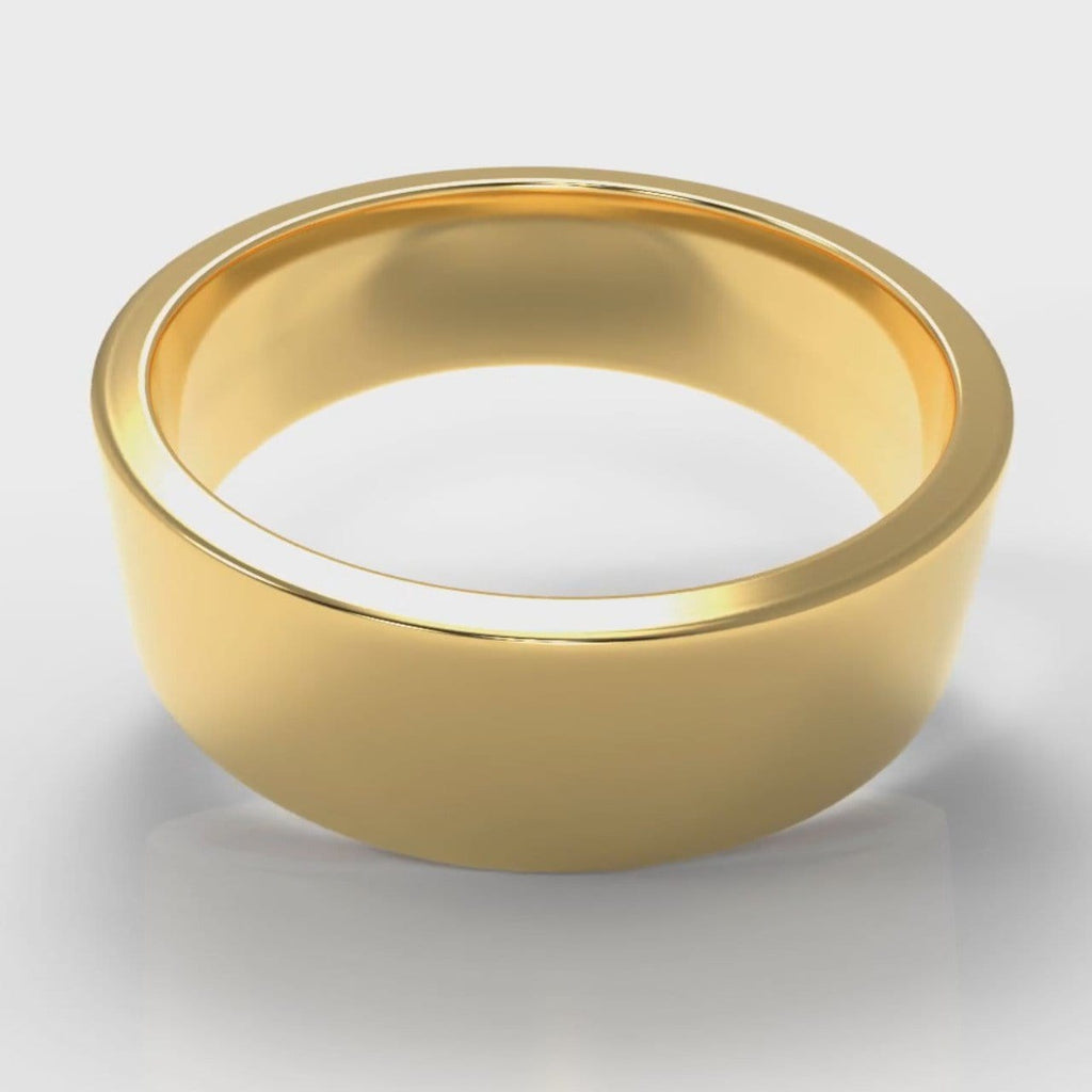 7mm Flat Top Comfort Fit Wedding Ring - Yellow Gold