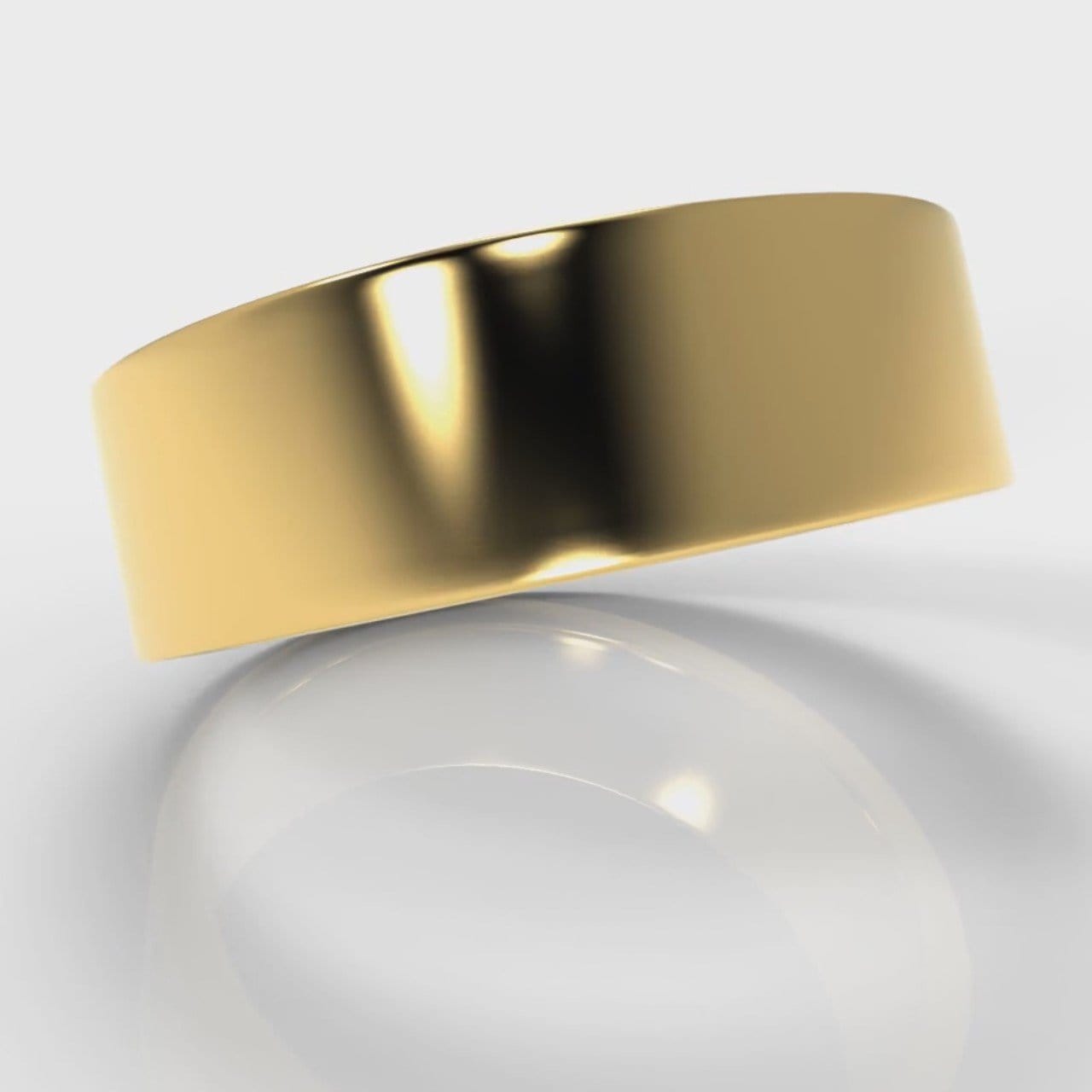7mm Flat Top Comfort Fit Wedding Ring - Yellow Gold