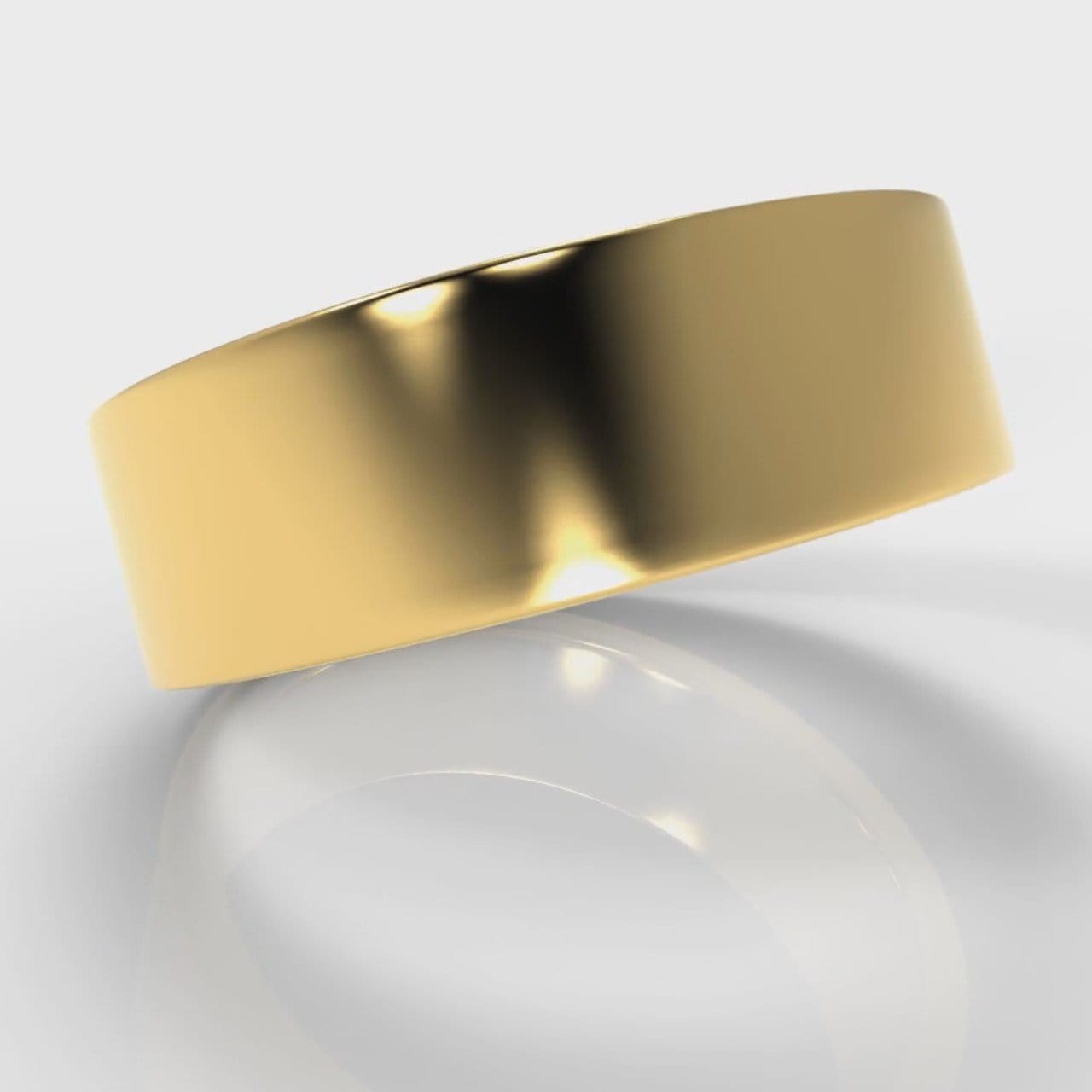 7mm Flat Top Comfort Fit Wedding Ring - Yellow Gold