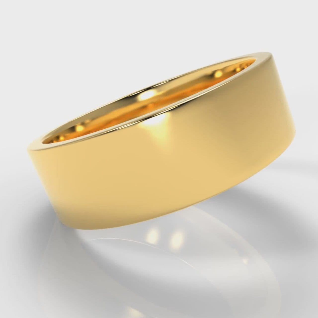 7mm Flat Top Comfort Fit Wedding Ring - Yellow Gold