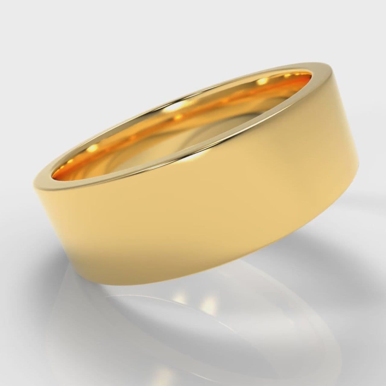 7mm Flat Top Comfort Fit Wedding Ring - Yellow Gold