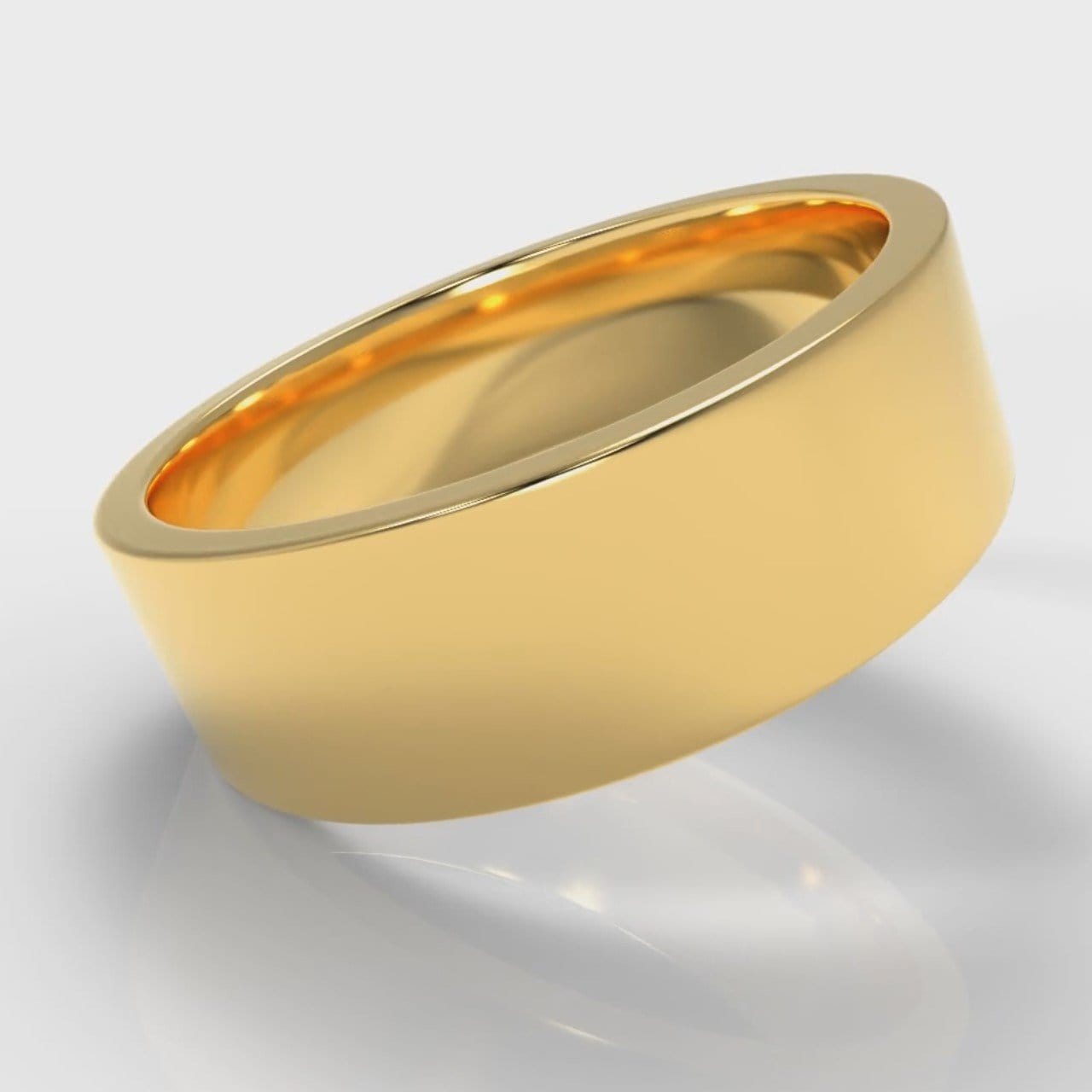 7mm Flat Top Comfort Fit Wedding Ring - Yellow Gold