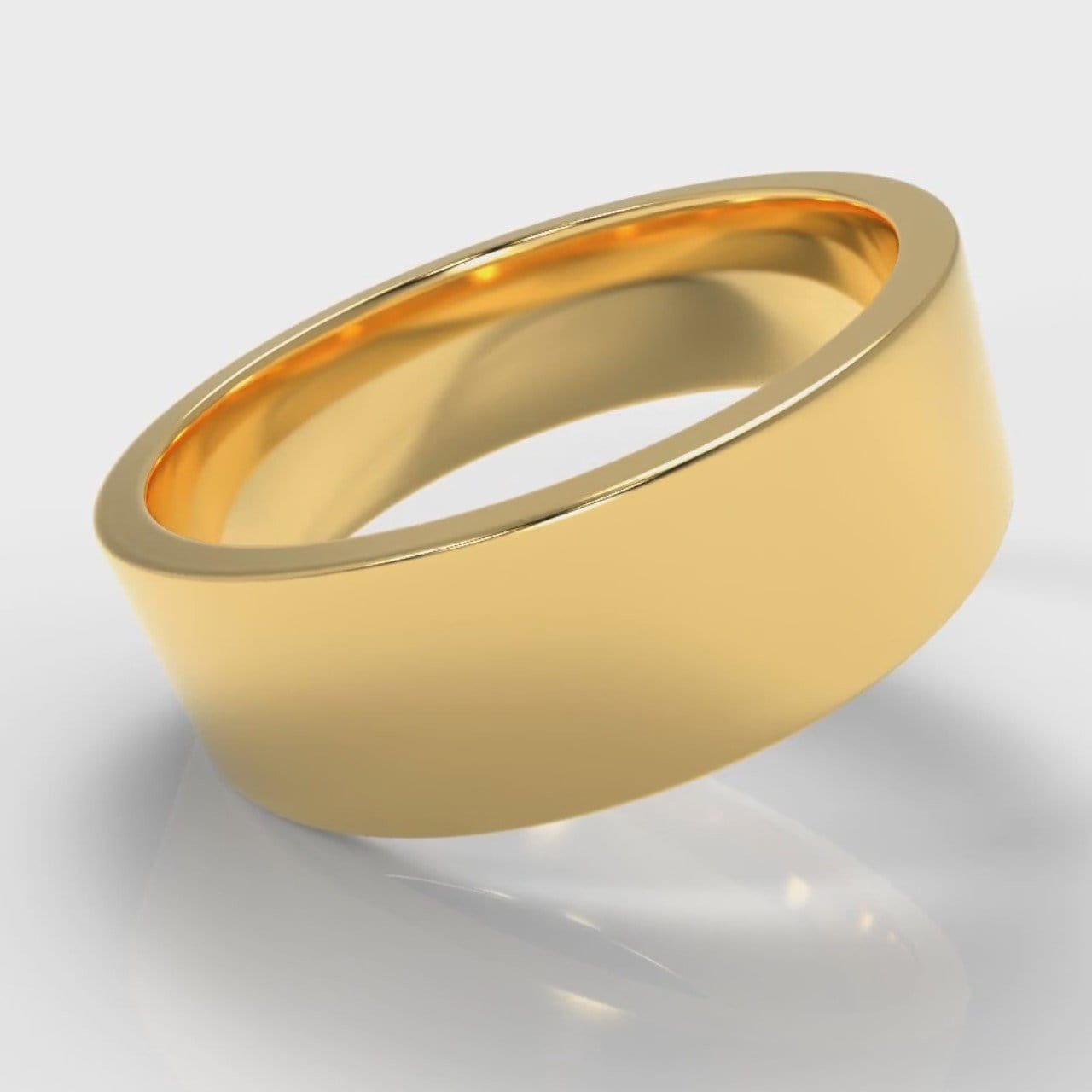 7mm Flat Top Comfort Fit Wedding Ring - Yellow Gold
