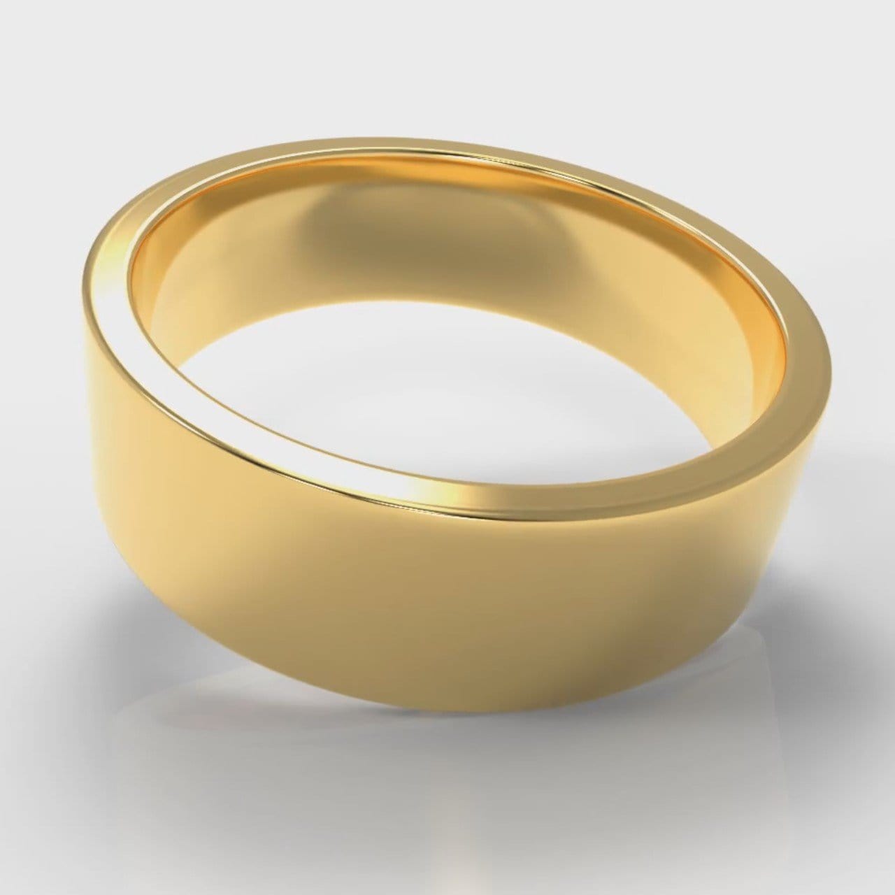 7mm Flat Top Comfort Fit Wedding Ring - Yellow Gold