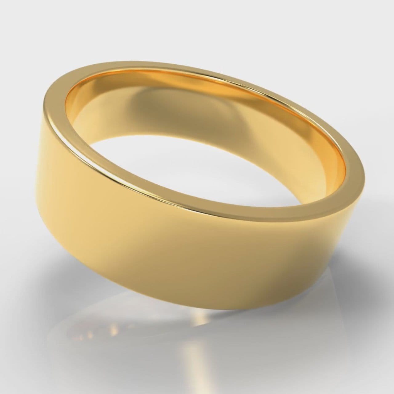 7mm Flat Top Comfort Fit Wedding Ring - Yellow Gold