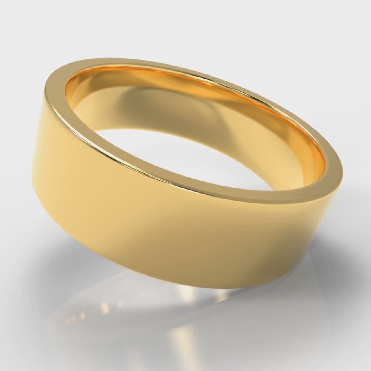 7mm Flat Top Comfort Fit Wedding Ring - Yellow Gold