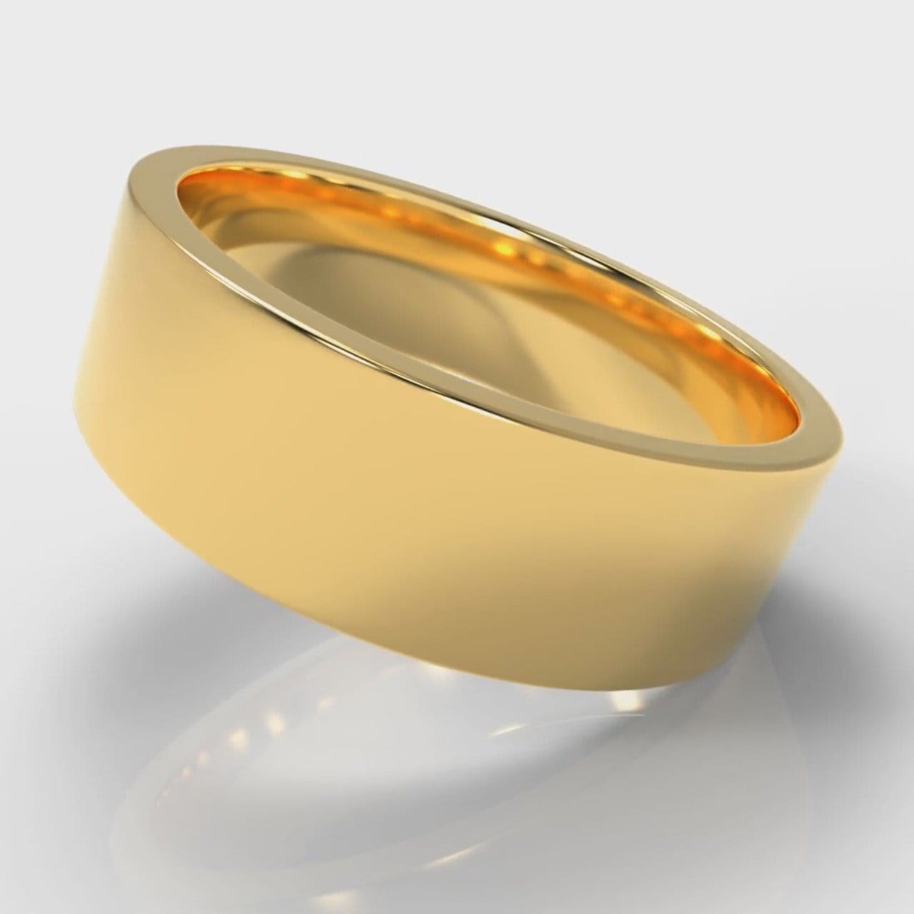 7mm Flat Top Comfort Fit Wedding Ring - Yellow Gold