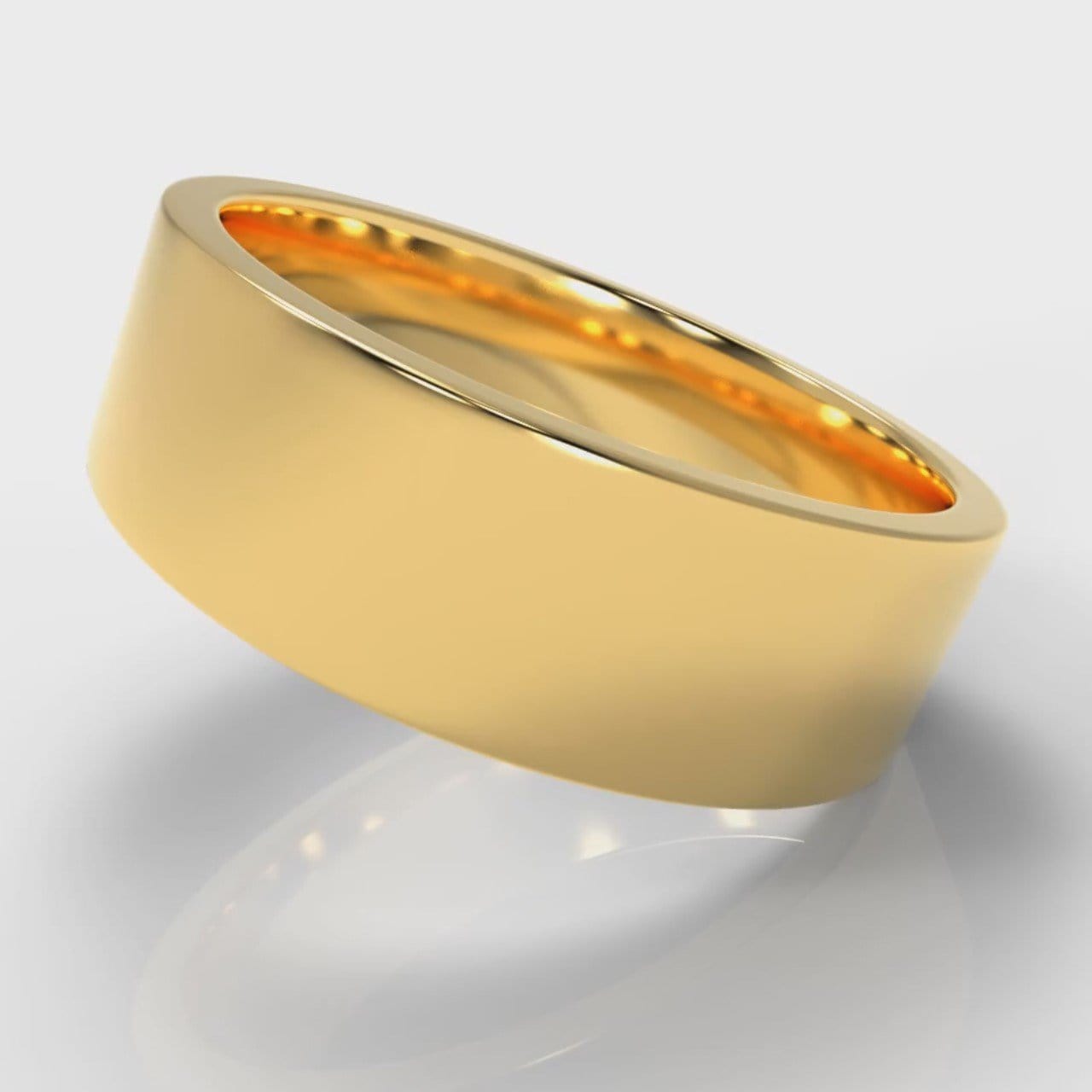 7mm Flat Top Comfort Fit Wedding Ring - Yellow Gold