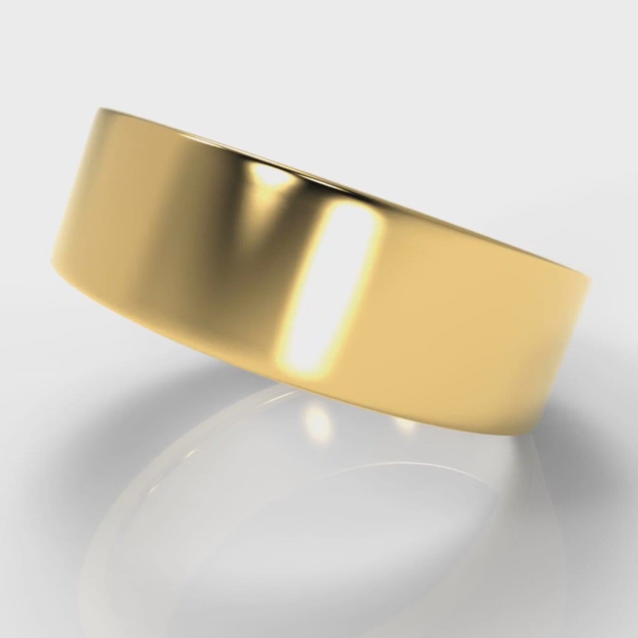 7mm Flat Top Comfort Fit Wedding Ring - Yellow Gold