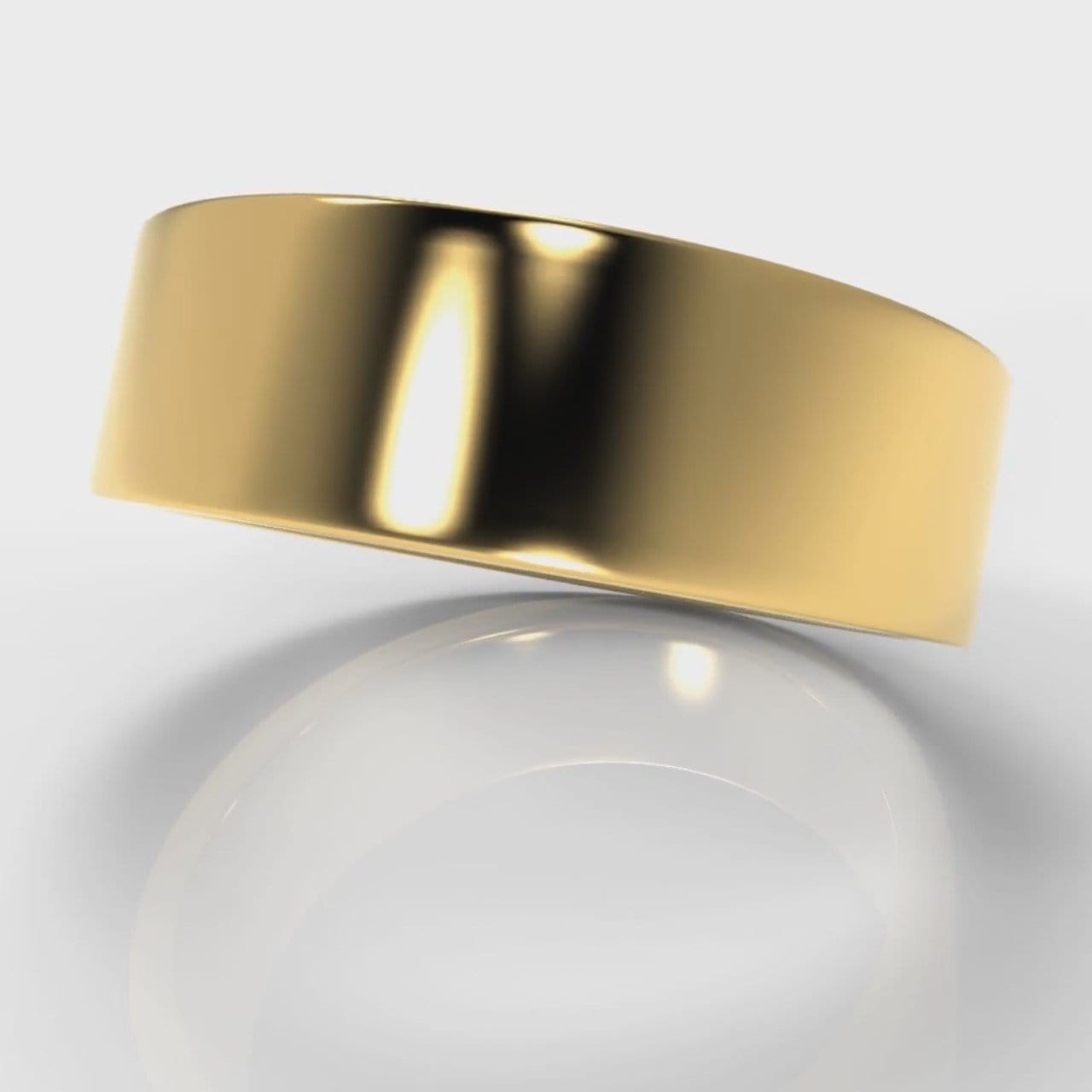 7mm Flat Top Comfort Fit Wedding Ring - Yellow Gold