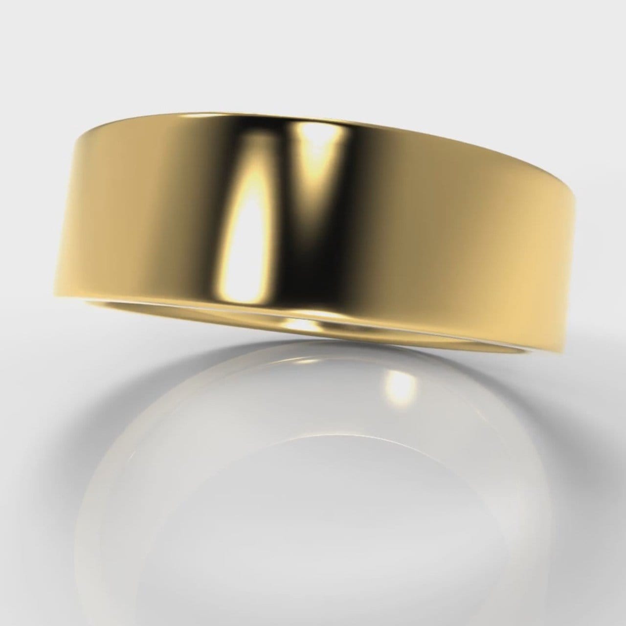 7mm Flat Top Comfort Fit Wedding Ring - Yellow Gold