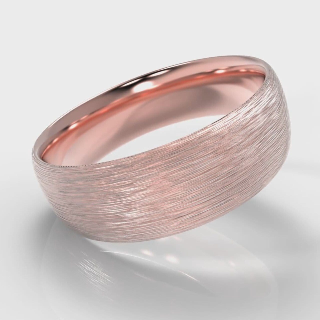 7mm Court Shaped Comfort Fit Brushed Wedding Ring - Rose Gold