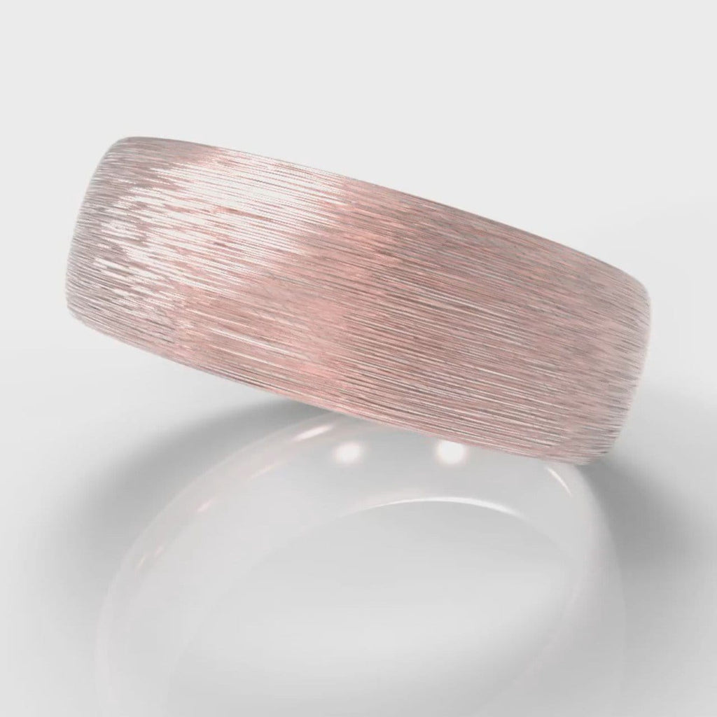 7mm Court Shaped Comfort Fit Brushed Wedding Ring - Rose Gold