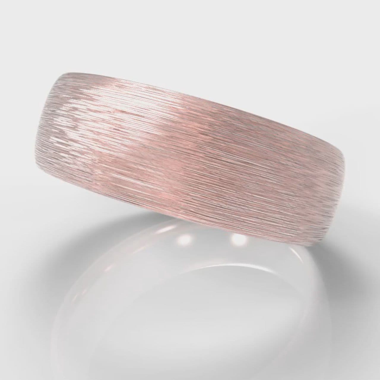 7mm Court Shaped Comfort Fit Brushed Wedding Ring - Rose Gold
