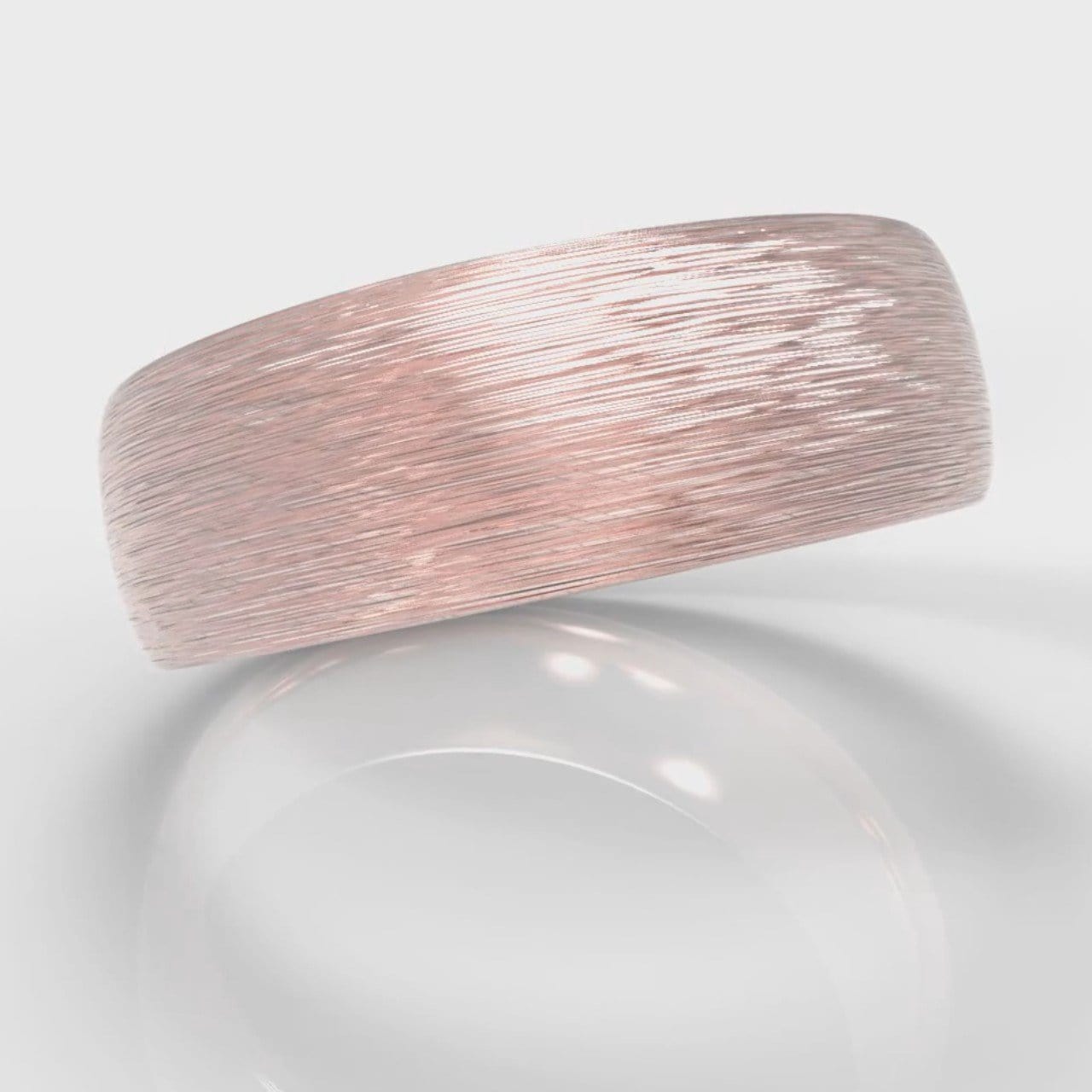 7mm Court Shaped Comfort Fit Brushed Wedding Ring - Rose Gold