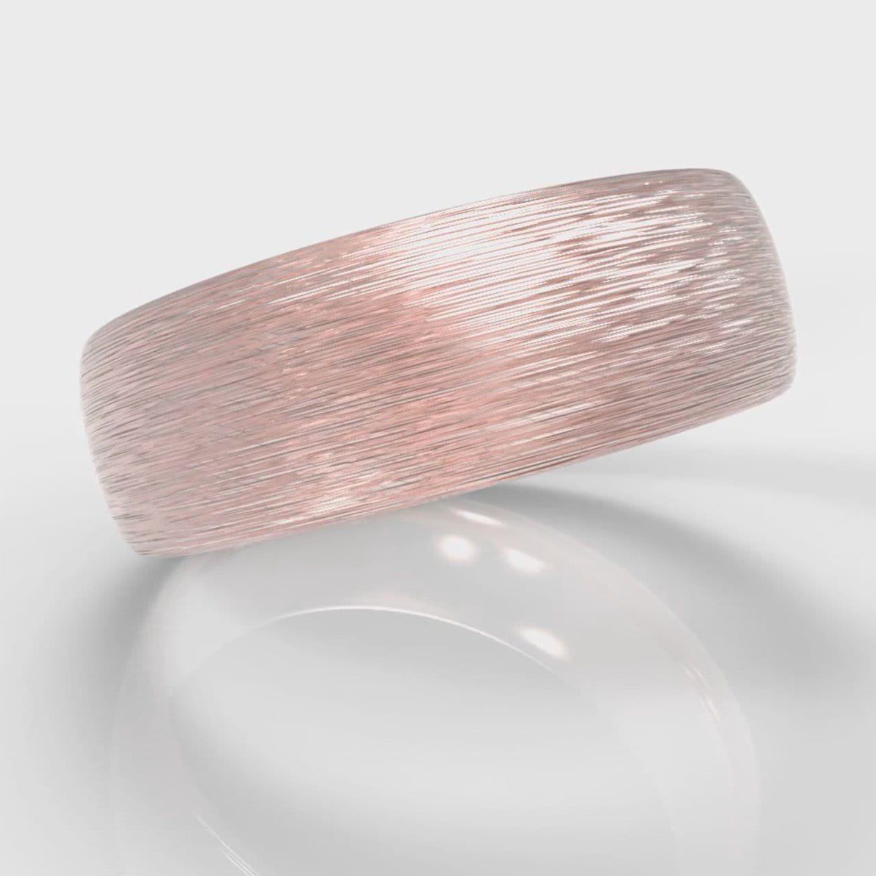 7mm Court Shaped Comfort Fit Brushed Wedding Ring - Rose Gold