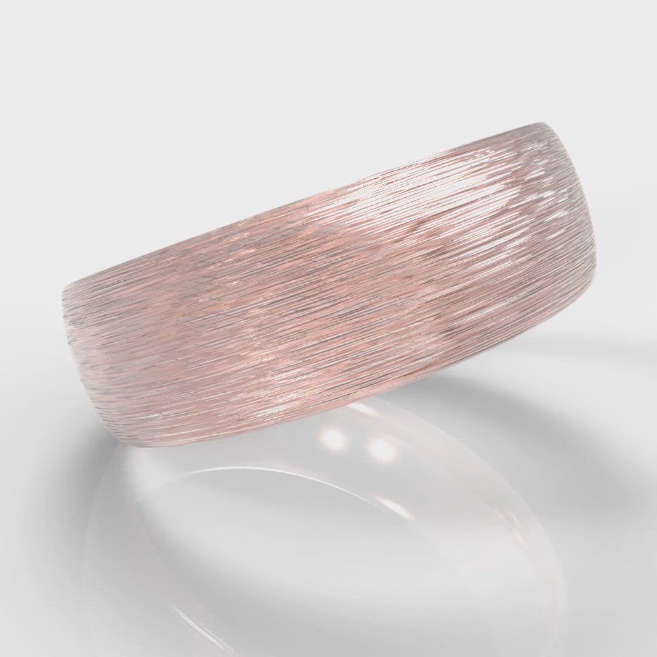 7mm Court Shaped Comfort Fit Brushed Wedding Ring - Rose Gold