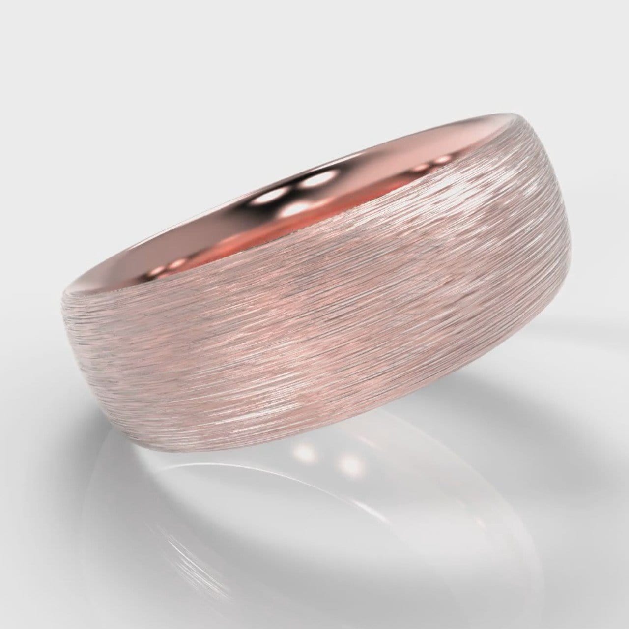7mm Court Shaped Comfort Fit Brushed Wedding Ring - Rose Gold