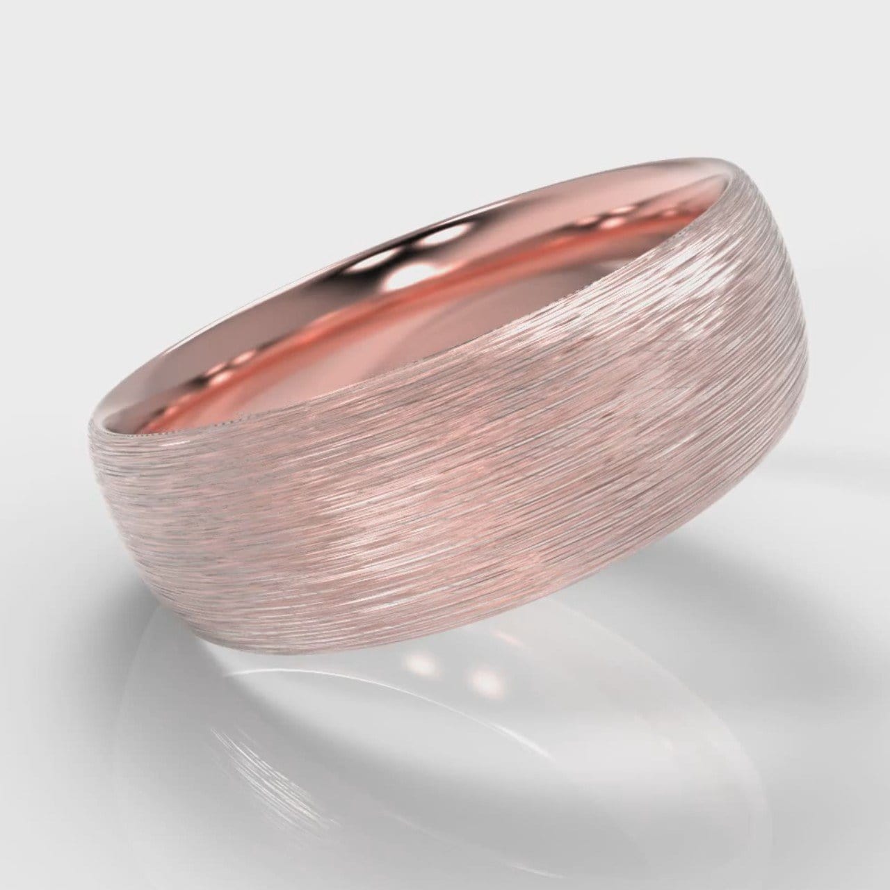 7mm Court Shaped Comfort Fit Brushed Wedding Ring - Rose Gold