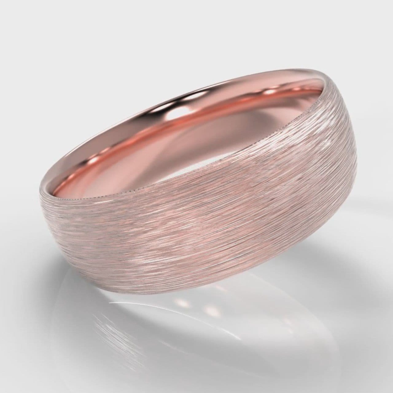 7mm Court Shaped Comfort Fit Brushed Wedding Ring - Rose Gold